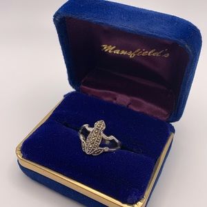💝Vintage Marcasites Frog Ring Silver 925